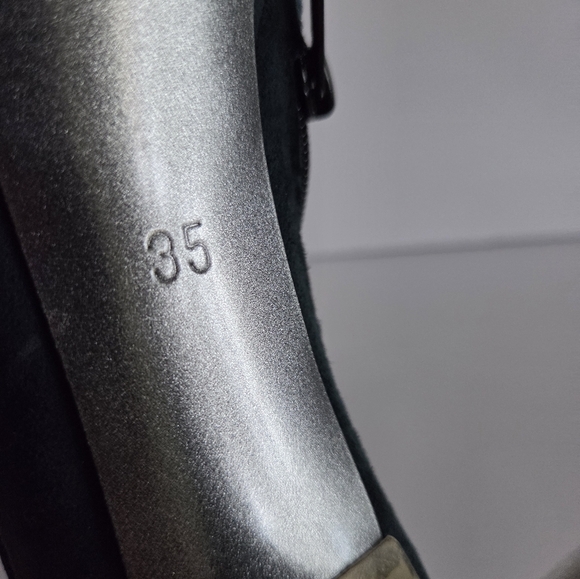 Luciano Carvari Elegant Dark Green Suede Peep-Toe Heels 5 in.sz.35 (5) - Picture 7 of 10